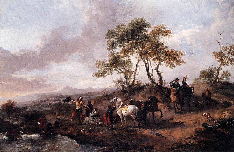Philips Wouwerman Halt of the Hunting Party Spain oil painting art